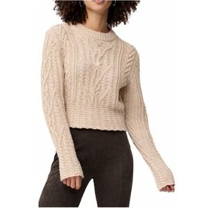 French Connection Women's Beige Joetta Cable Knit Long Sleeve Sweater Size XS